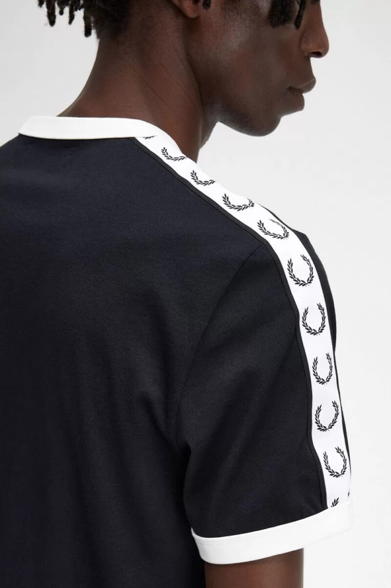 fred perry herren-t-shirt mit ziernähten schwarz