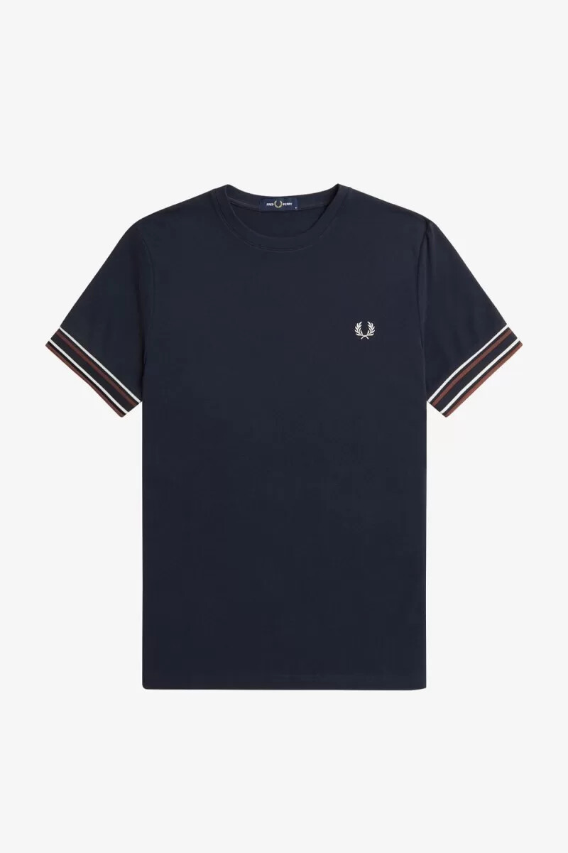 fred perry herren-t-shirt mit auffälliger piqué-decke marineblau