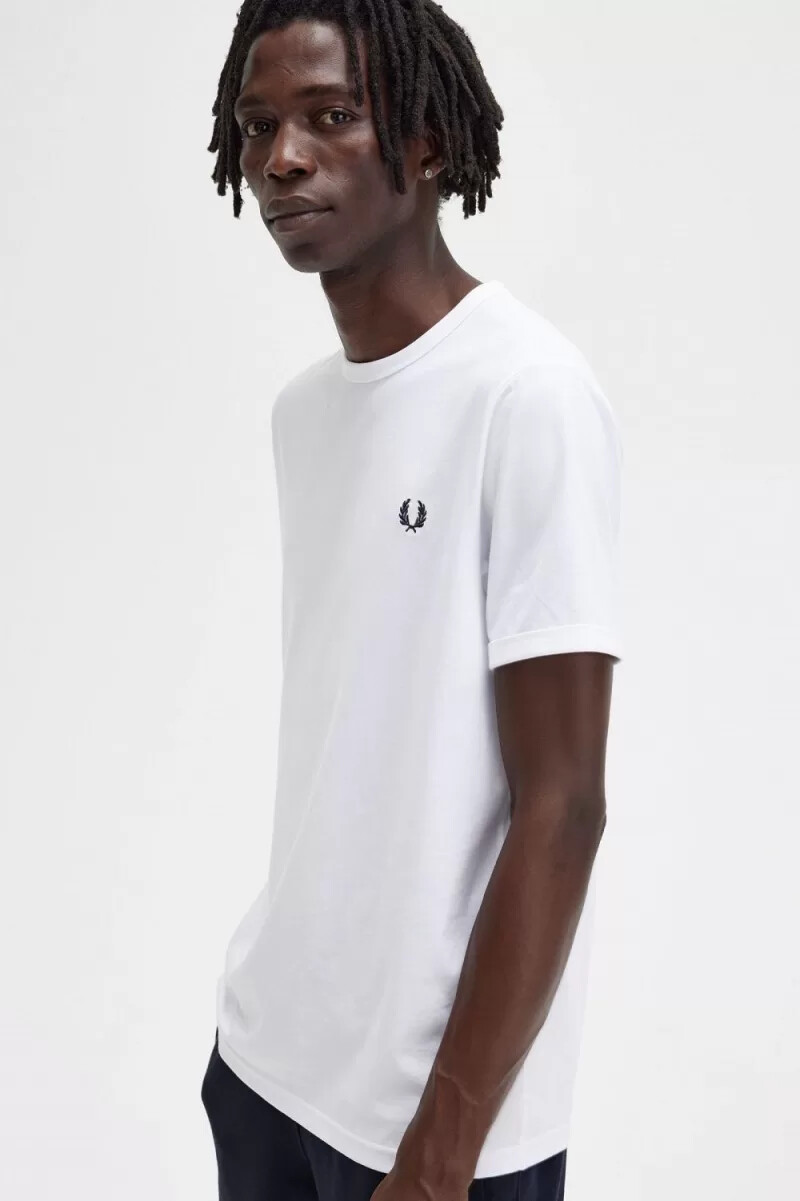 fred perry ringer herren-t-shirt weiß