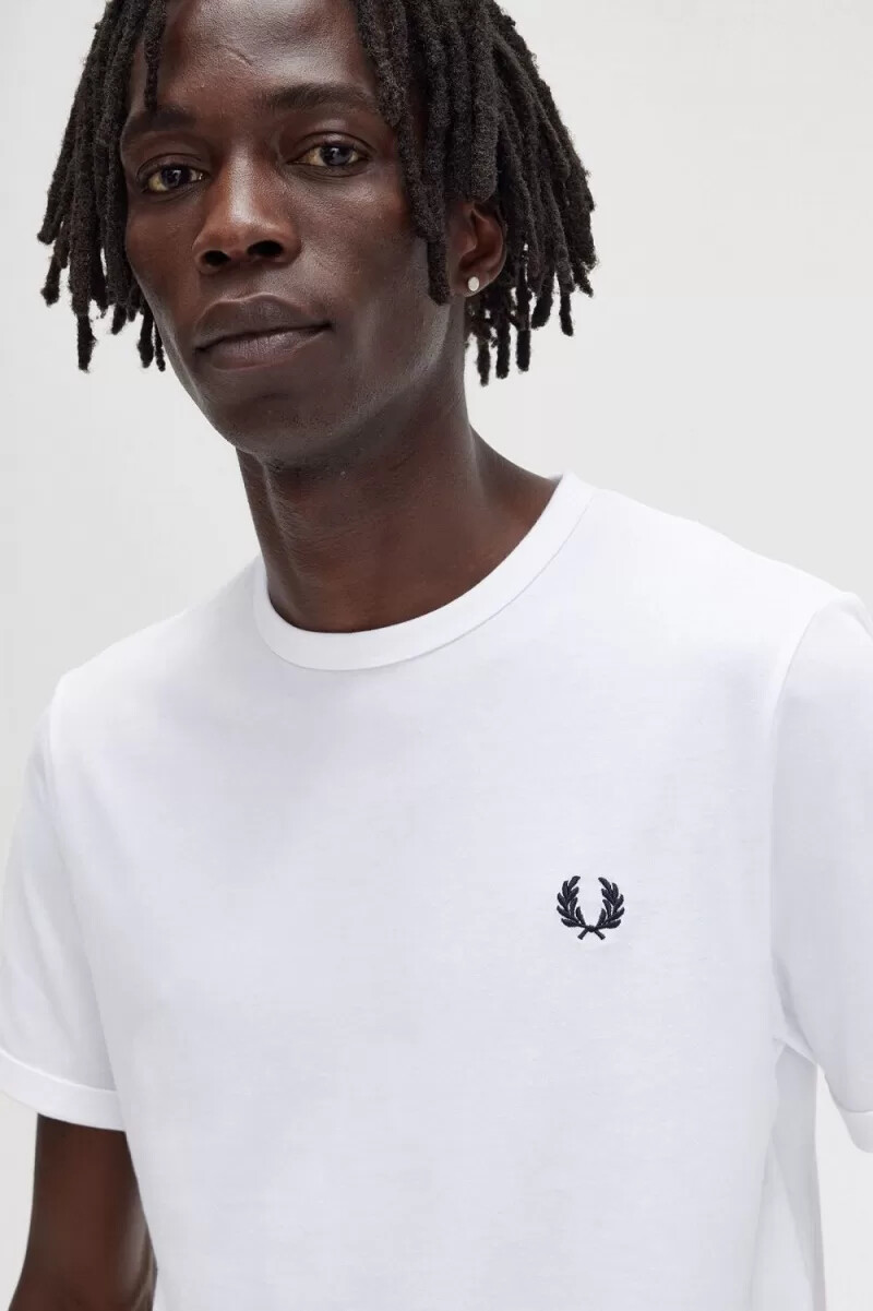 fred perry ringer herren-t-shirt weiß