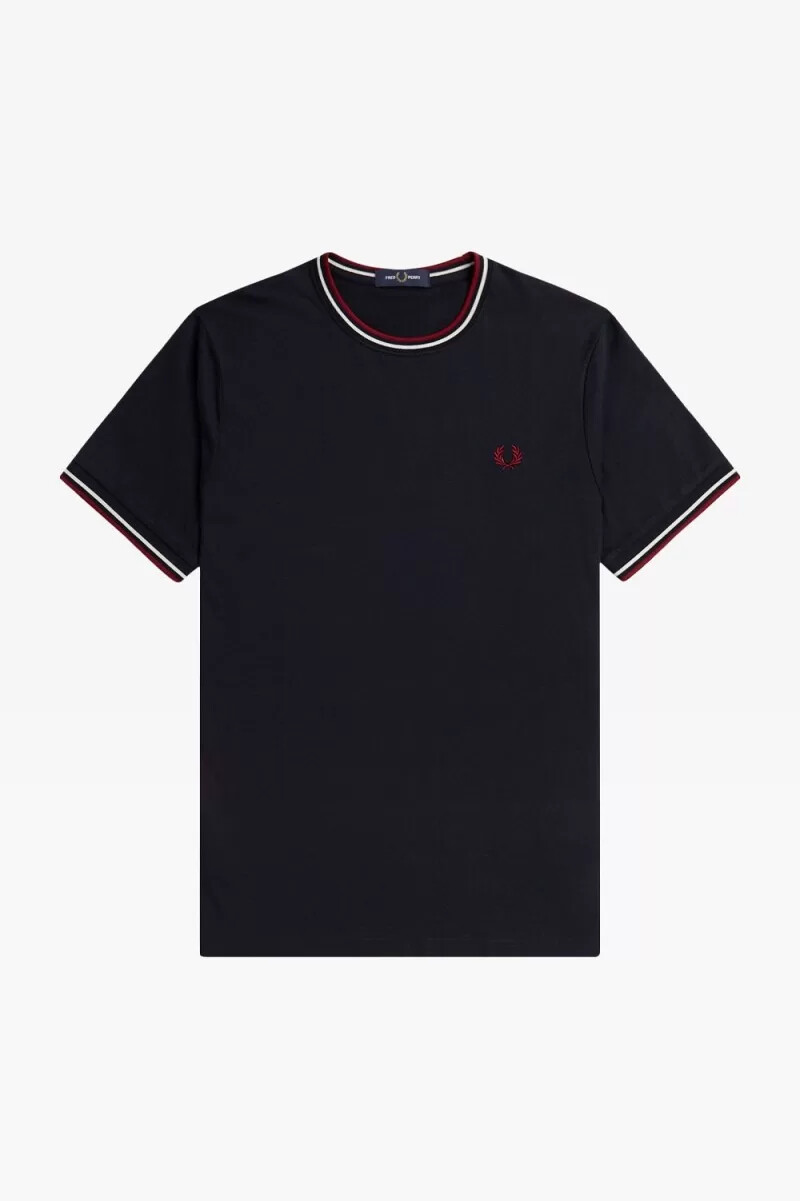 fred perry twin tipped herren-t-shirt marineblau schneeweiß rostrot