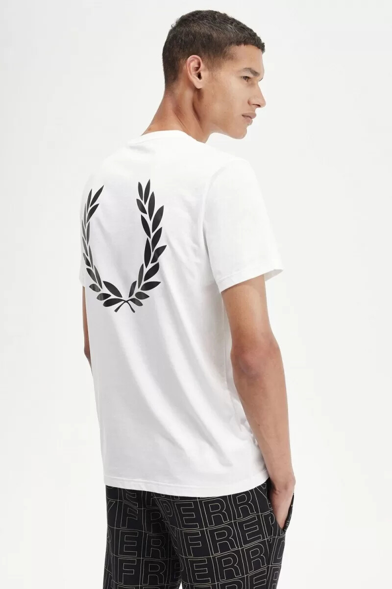 fred perry herren-t-shirt mit lorbeerkranz-motiv weiß