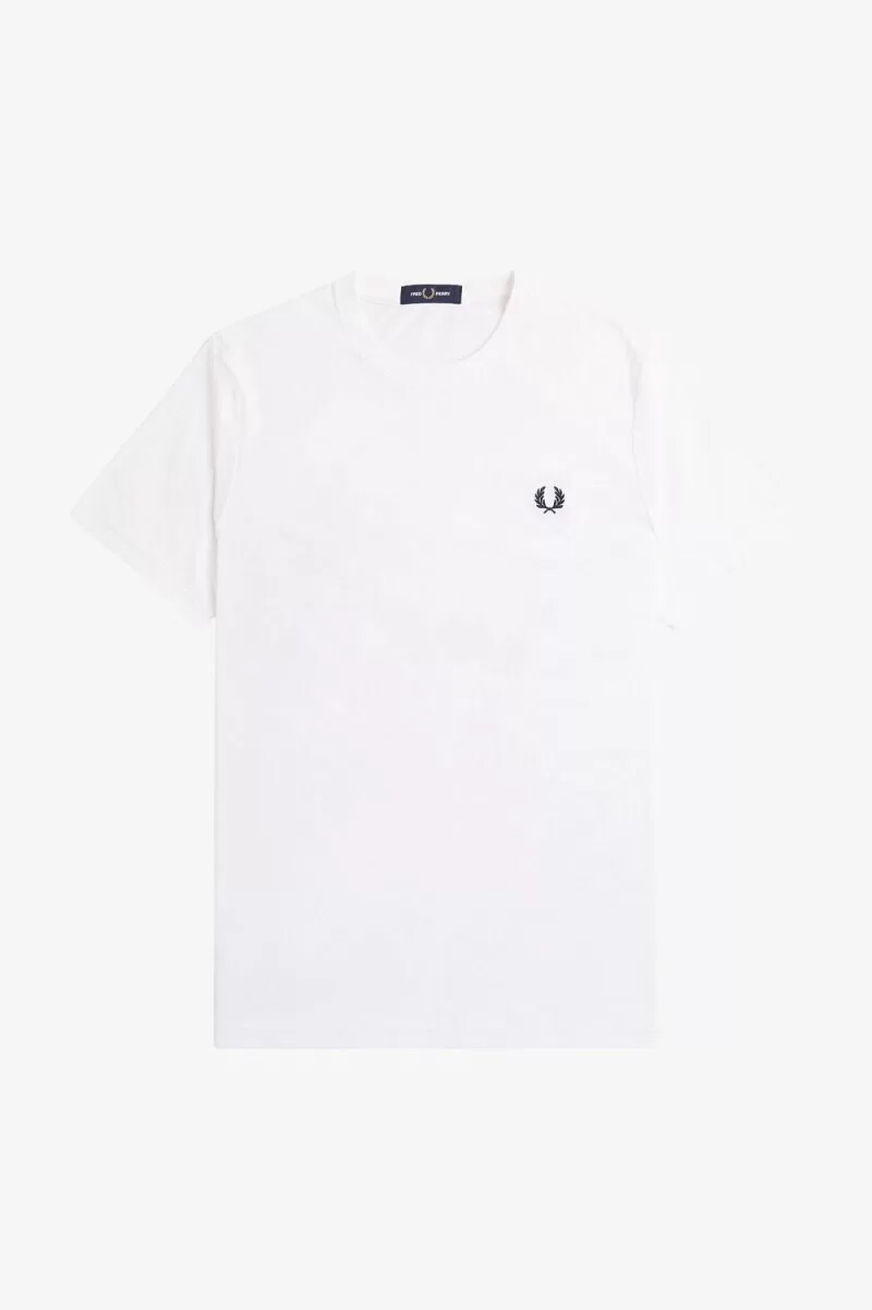 fred perry herren-t-shirt mit lorbeerkranz-motiv weiß
