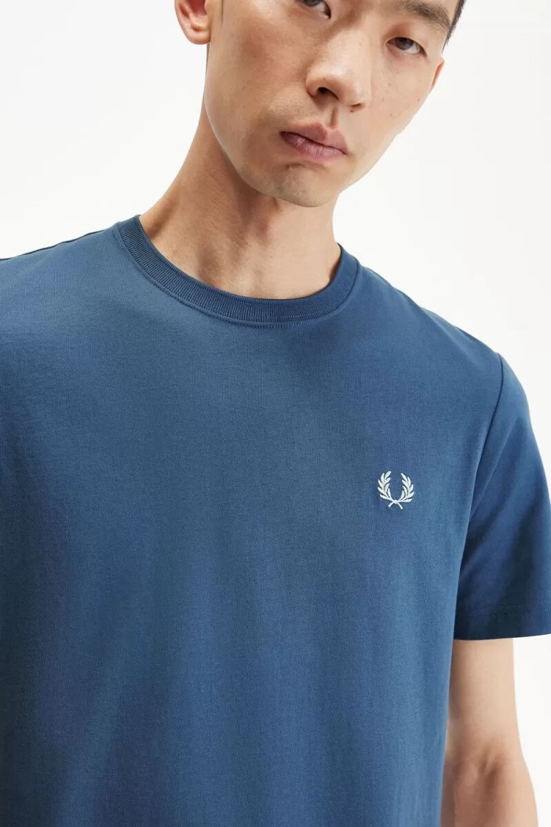 fred perry herren-t-shirt mit rundhalsausschnitt mitternachtsblau hellblau