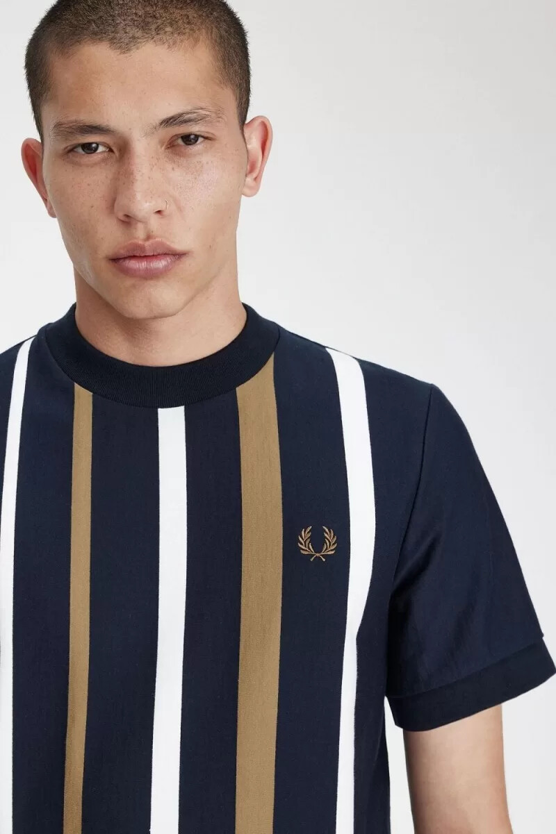 fred perry herren-t-shirt mit farbverlauf und streifen marineblau