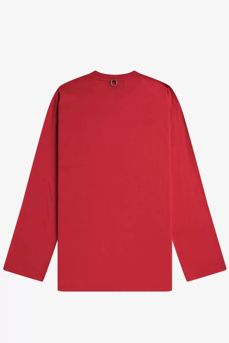 fred perry langarm-t-shirt mit print für herren rot