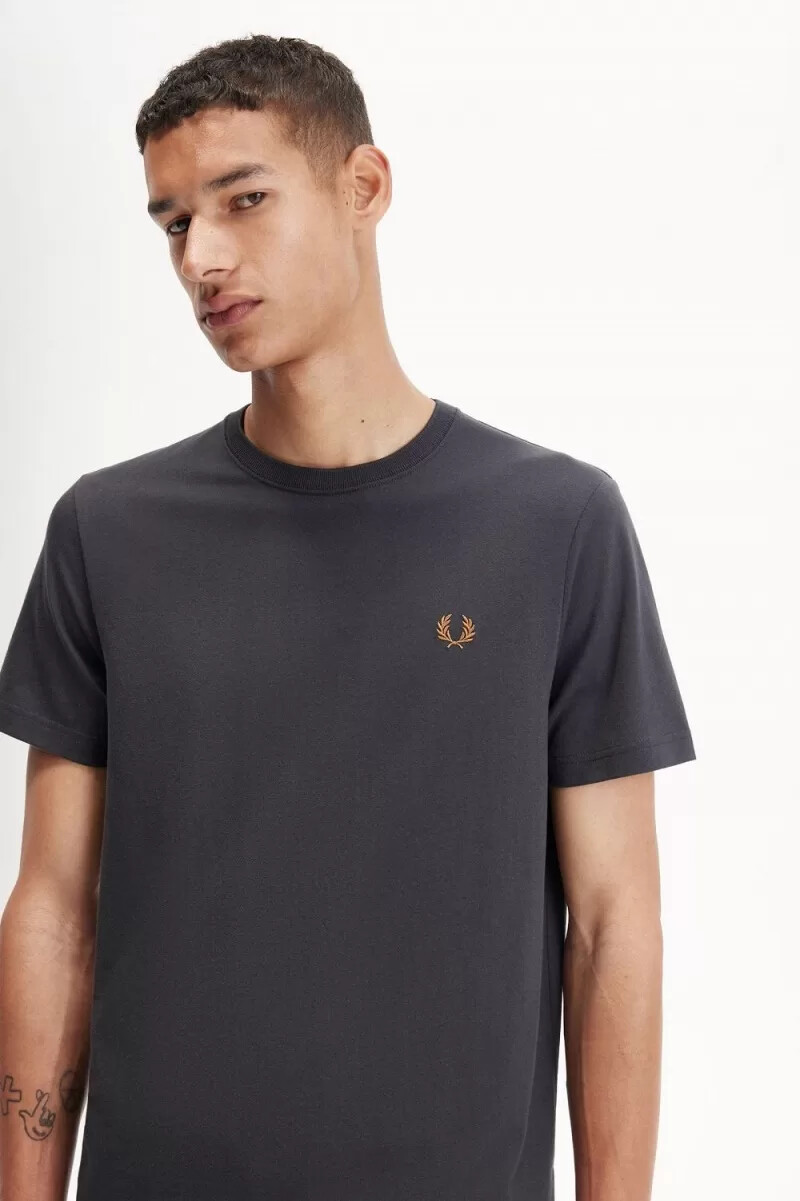fred perry herren-t-shirt mit rundhalsausschnitt anchor grey dark coffee