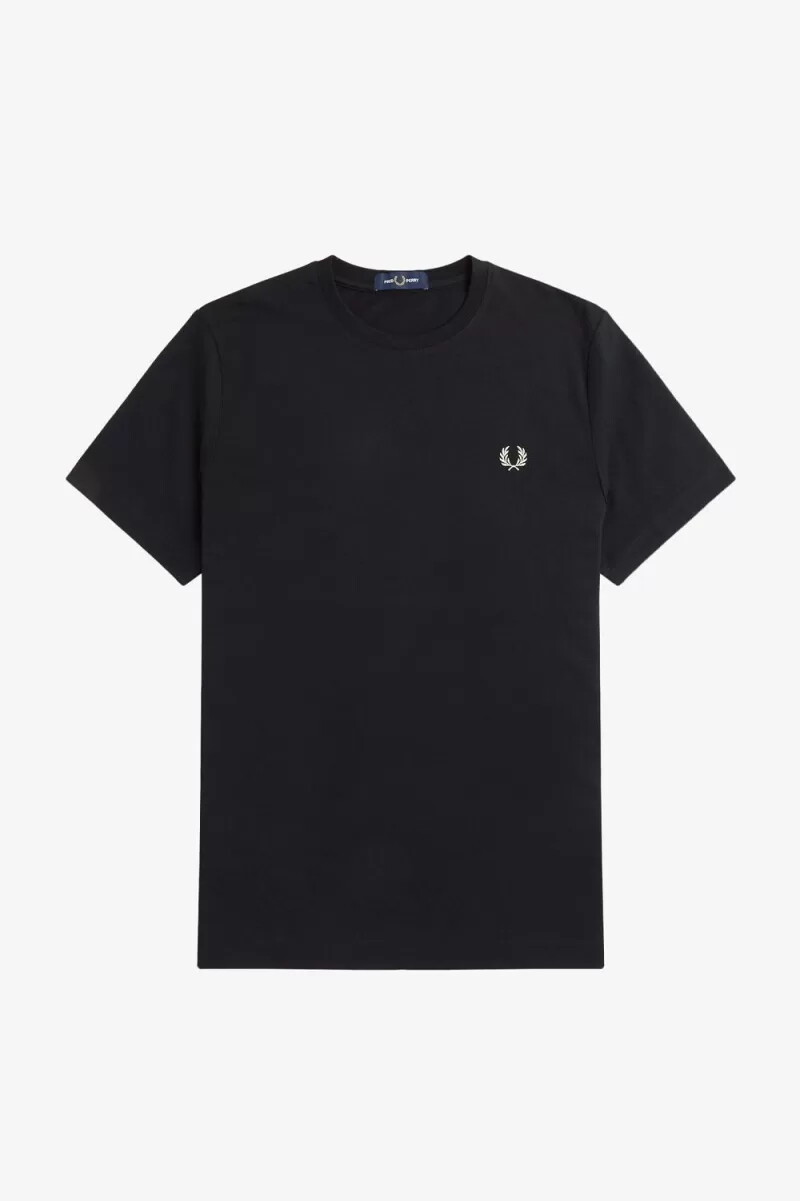 fred perry herren-t-shirt mit abstraktem grafikmuster schwarzweiß