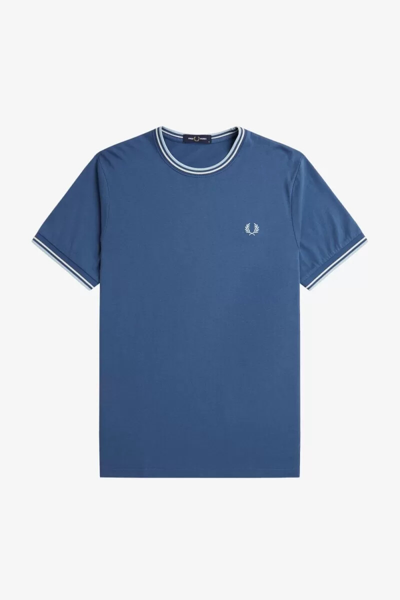 fred perry twin tipped herren-t-shirt mitternachtsblau beige hellblau