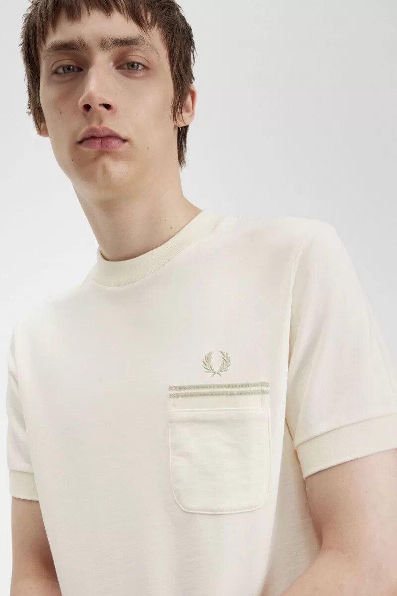 fred perry loopback jersey pocket herren-t-shirt beige