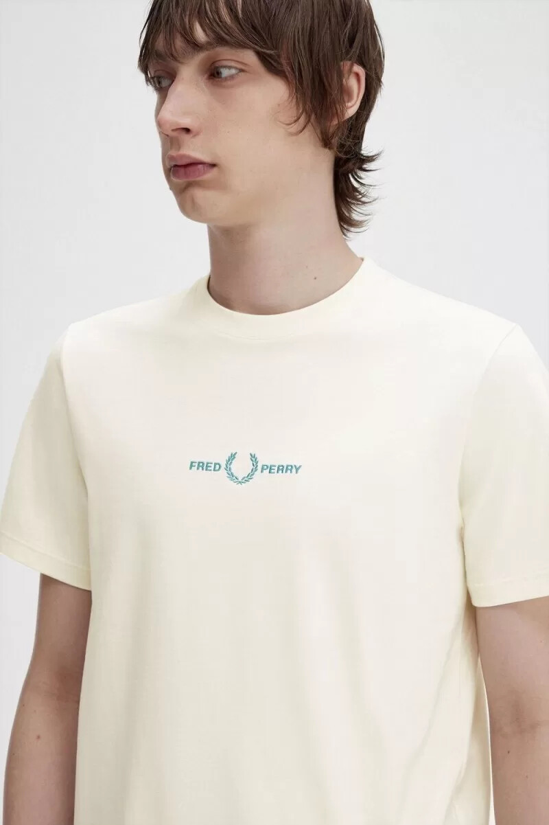 fred perry herren-t-shirt mit stickerei beige