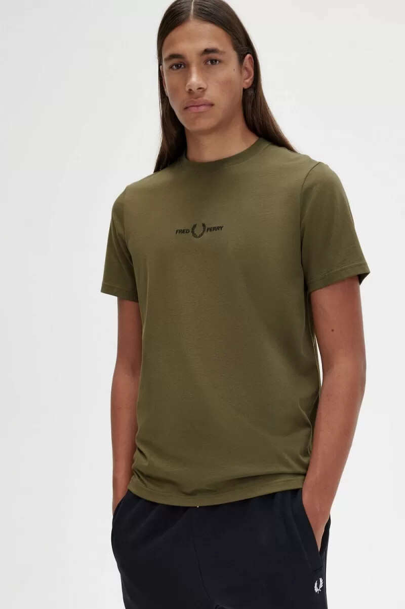 fred perry herren-t-shirt mit stickerei uniformgrün