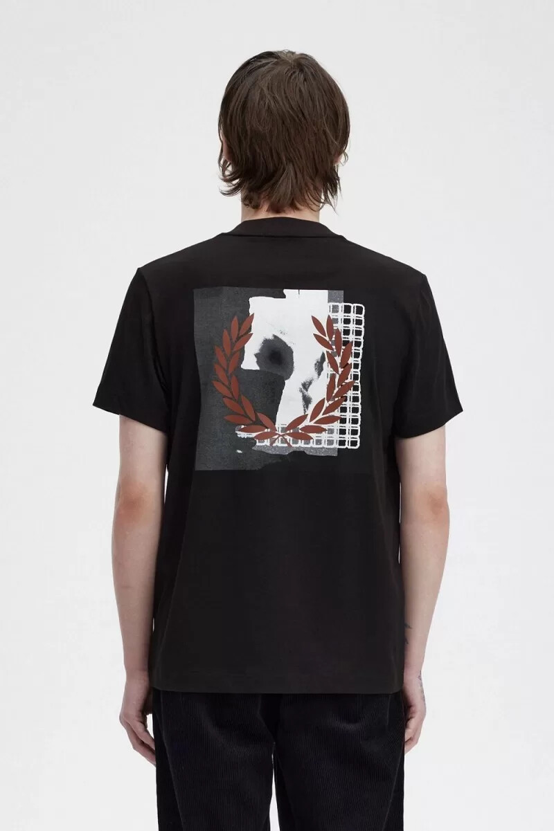 fred perry rave grafik herren-t-shirt schwarz