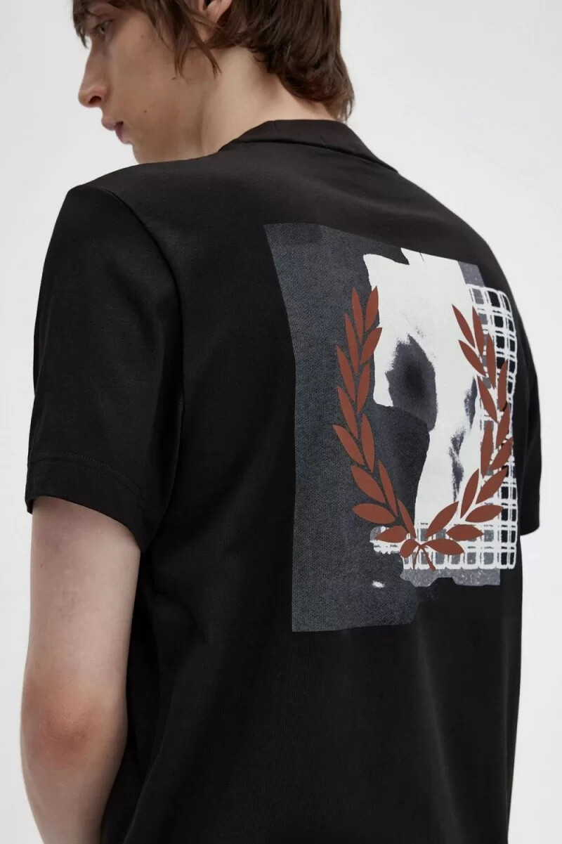fred perry rave grafik herren-t-shirt schwarz
