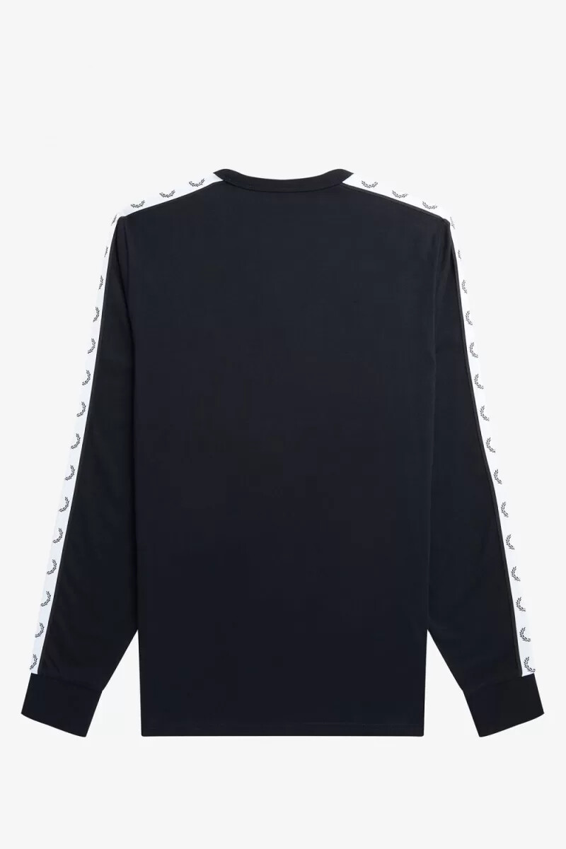 fred perry langarm-t-shirt mit ziernähten schwarz