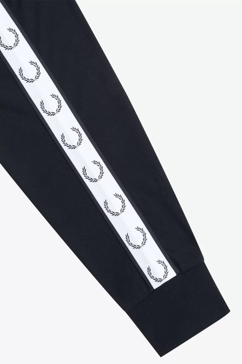 fred perry langarm-t-shirt mit ziernähten schwarz