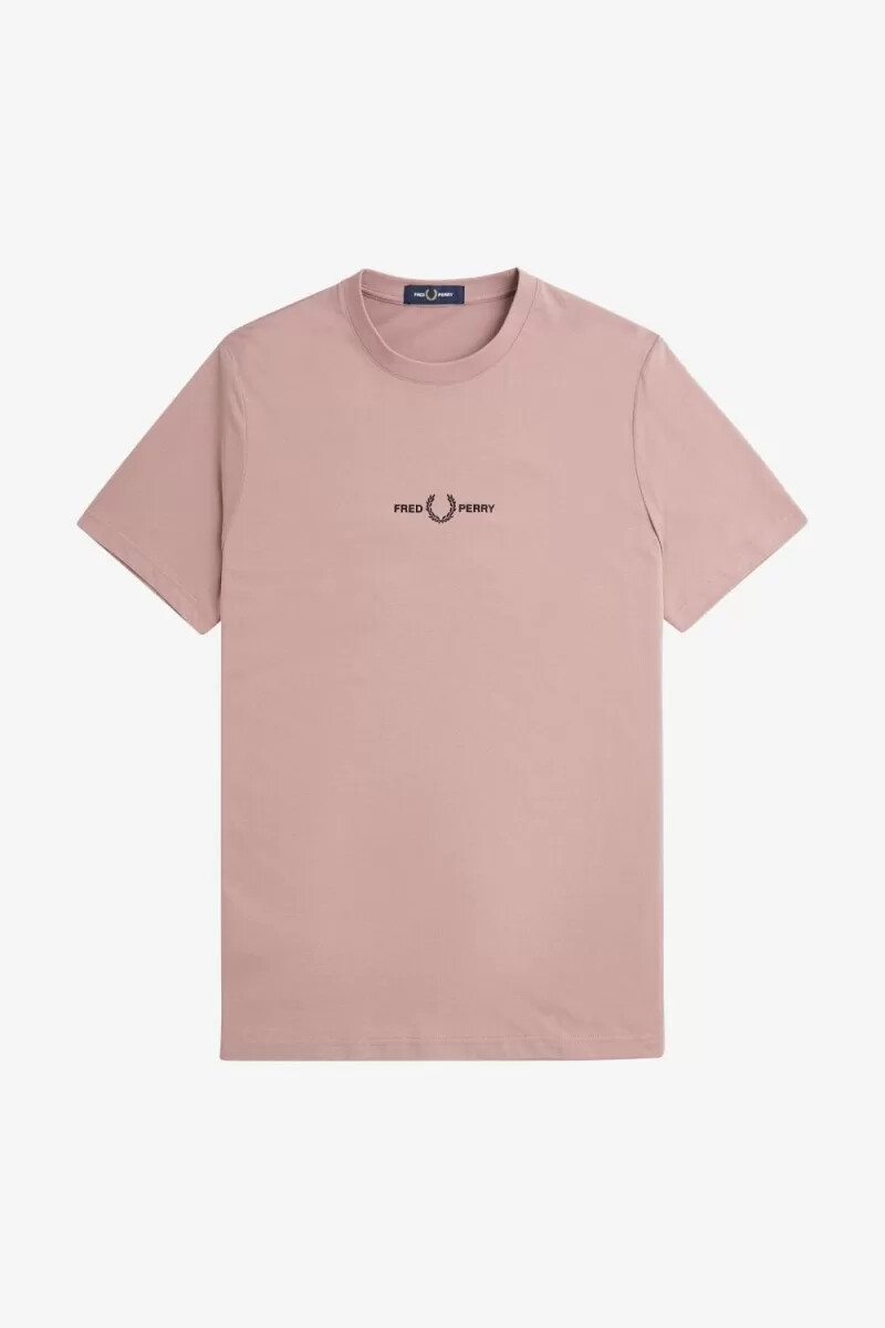 fred perry herren-t-shirt mit stickerei dunkelrosa