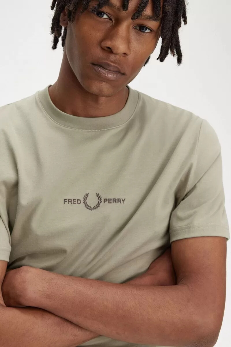 fred perry herren-t-shirt mit stickerei warmgrau