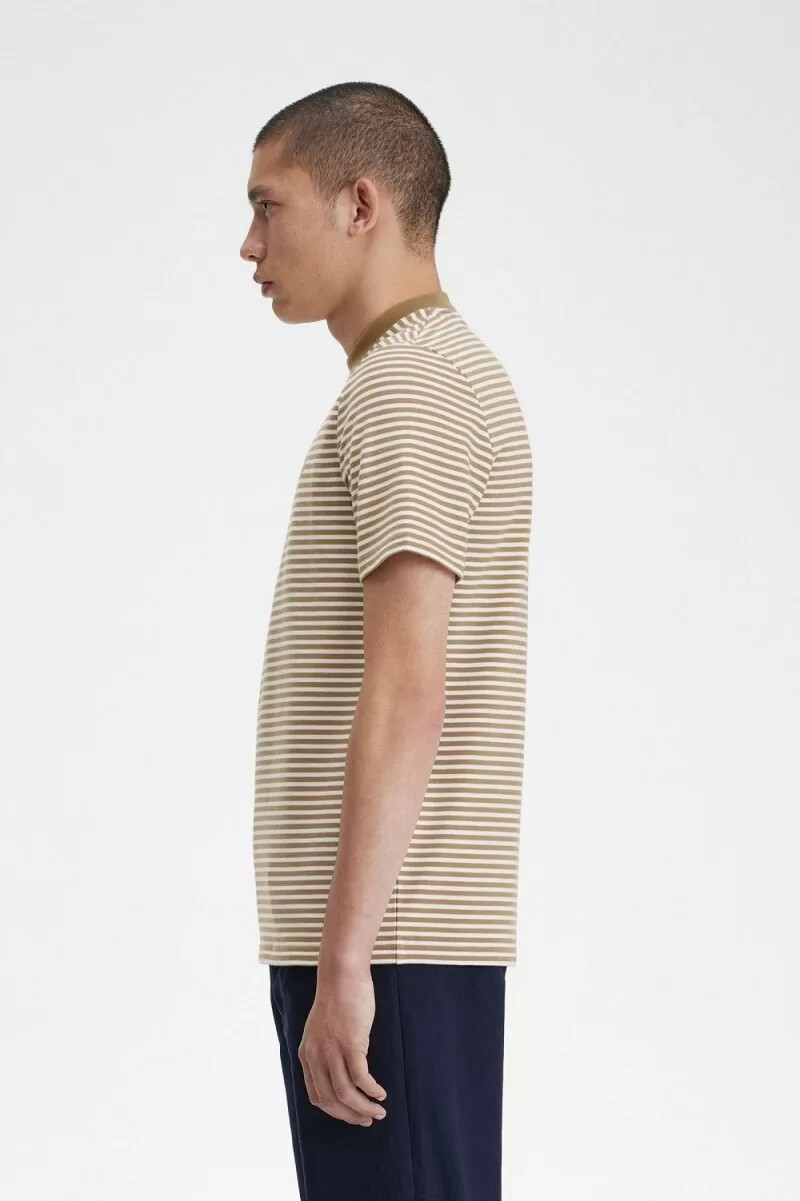fred perry herren-t-shirt mit feinen streifen schweres material schneeweißgrün