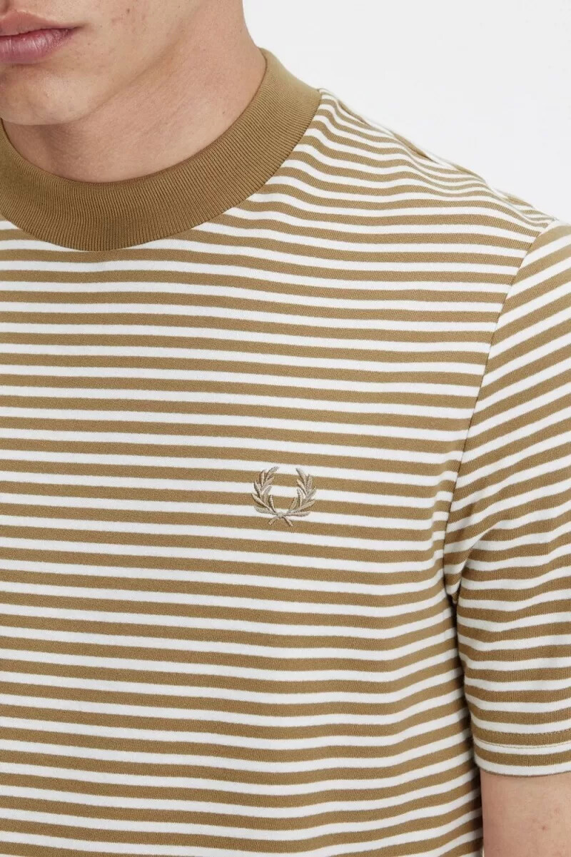 fred perry herren-t-shirt mit feinen streifen schweres material schneeweißgrün