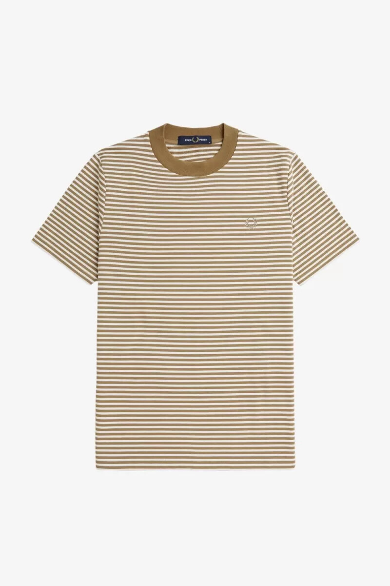 fred perry herren-t-shirt mit feinen streifen schweres material schneeweißgrün