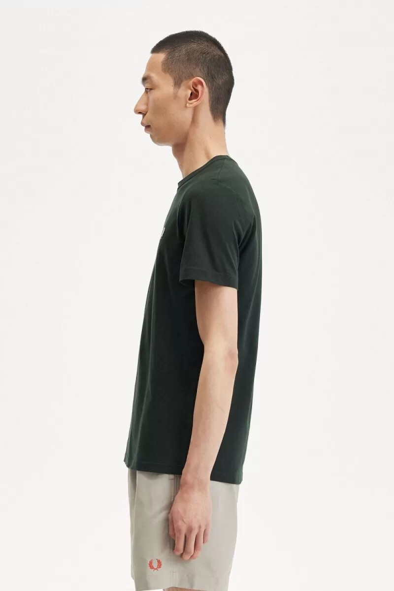 fred perry herren-t-shirt mit rundhalsausschnitt nachtgrün schneeweiß