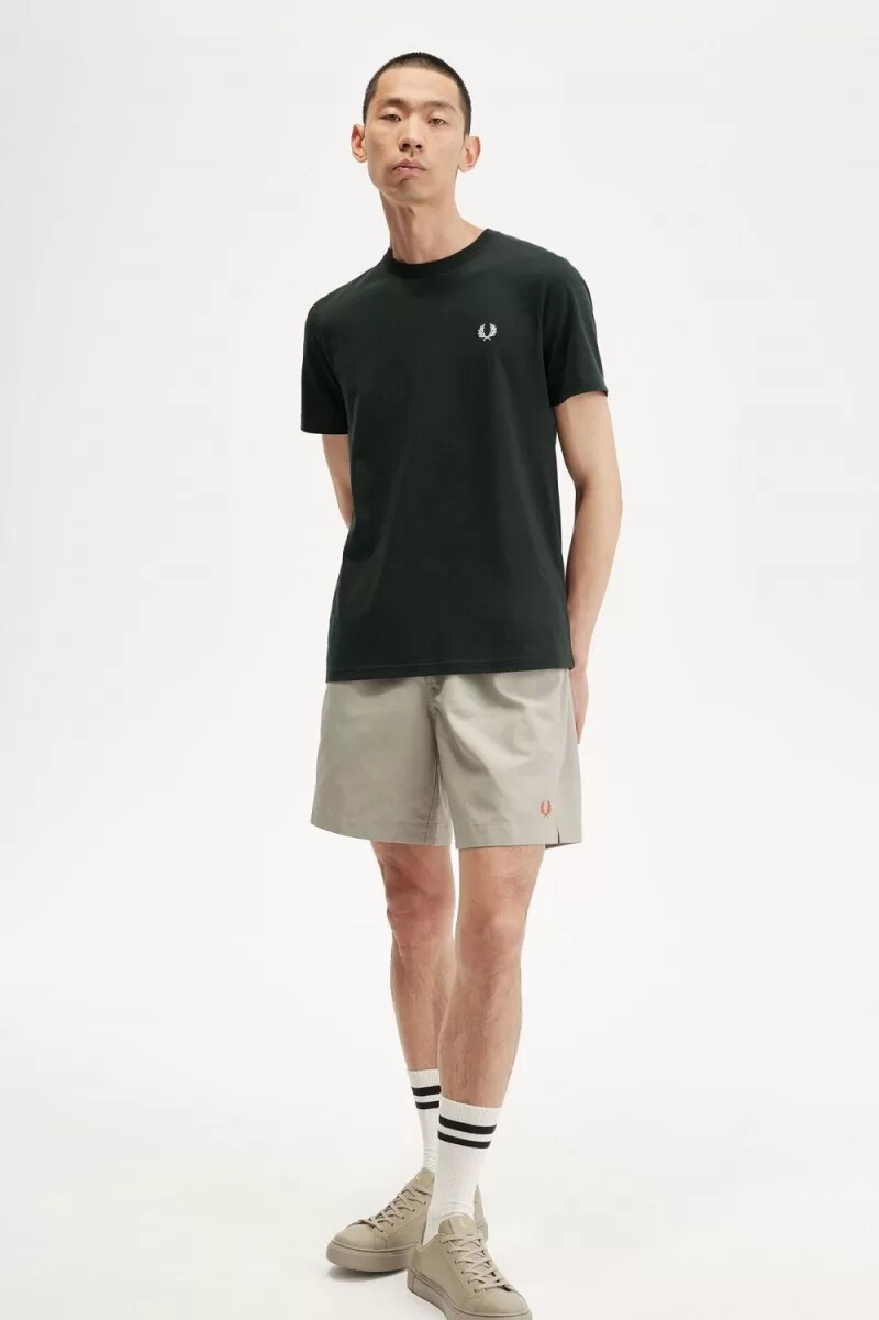 fred perry herren-t-shirt mit rundhalsausschnitt nachtgrün schneeweiß