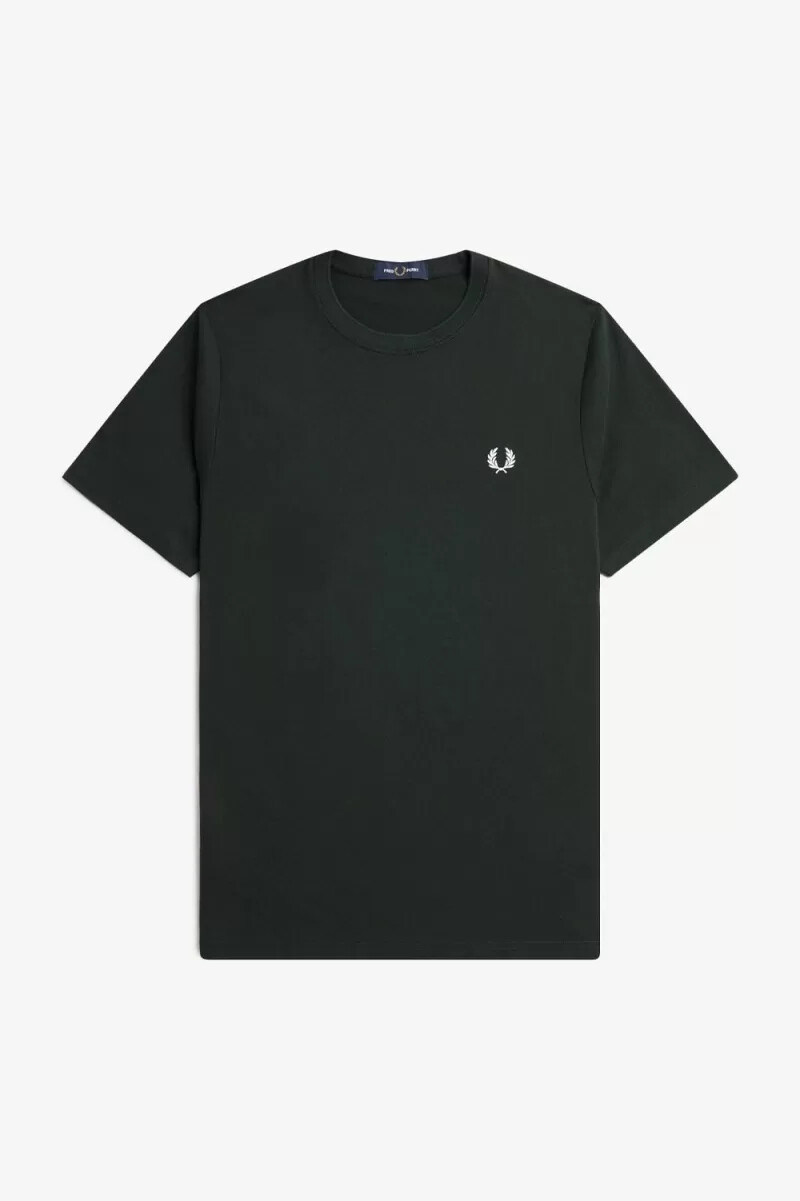 fred perry herren-t-shirt mit rundhalsausschnitt nachtgrün schneeweiß