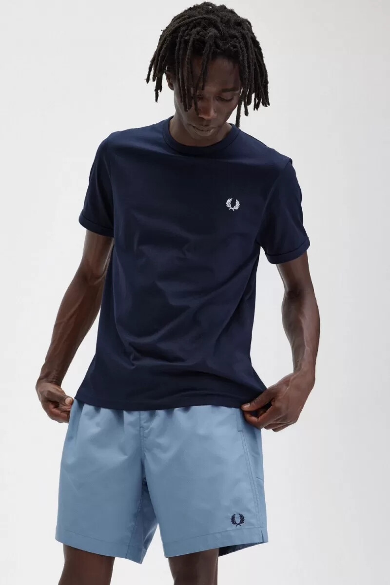 fred perry ringer herren-t-shirt marineblau