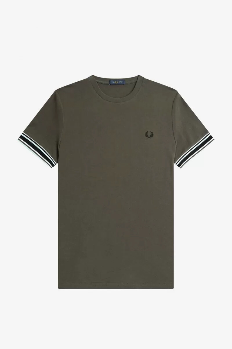 fred perry bold tipped piqué herren-t-shirt feldgrün