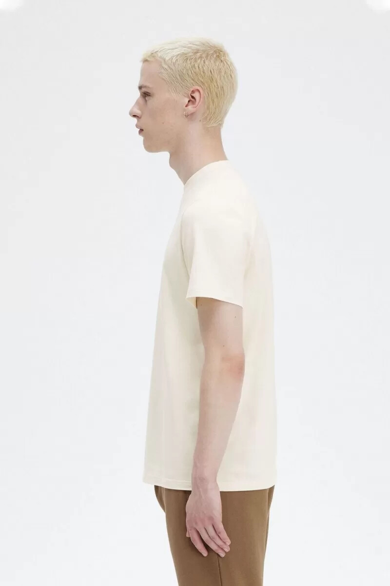 fred perry herren-t-shirt mit stickerei beige