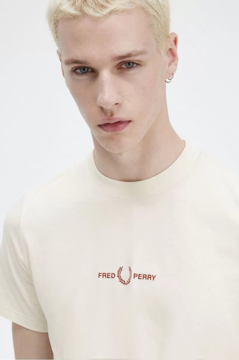 fred perry herren-t-shirt mit stickerei beige