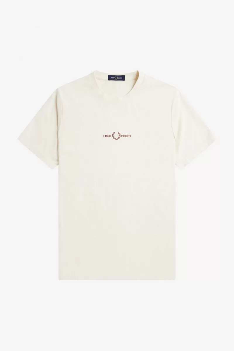 fred perry herren-t-shirt mit stickerei beige
