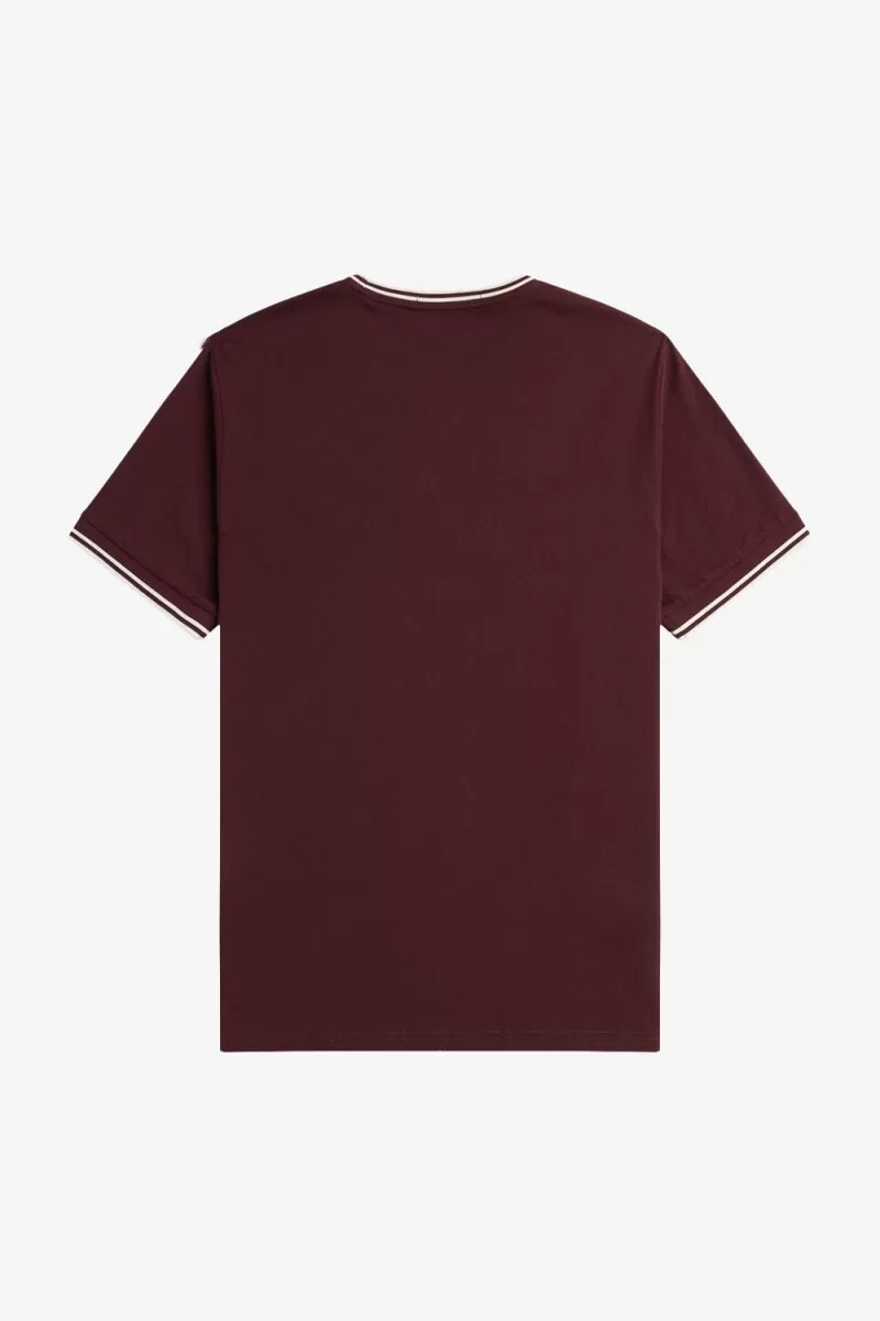 fred perry herren-t-shirt mit zwei spitzen bordeauxrot