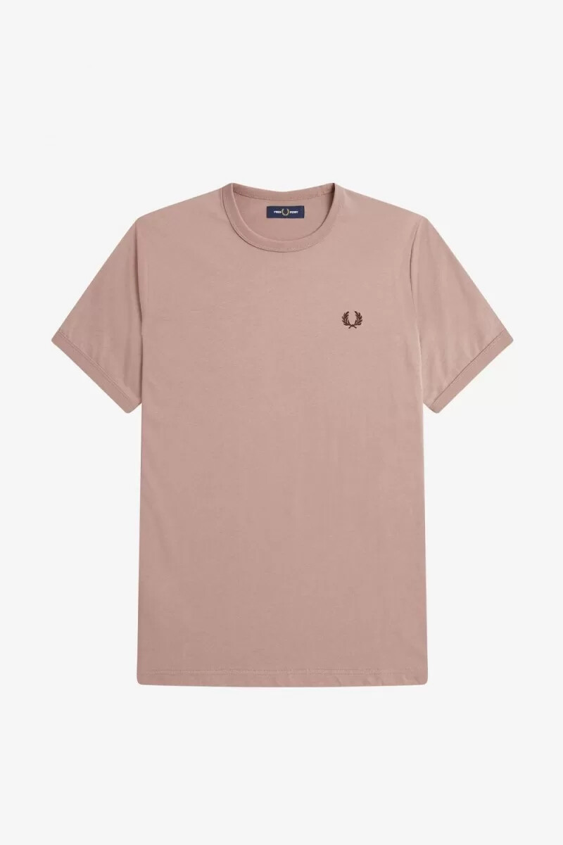 fred perry ringer herren-t-shirt dunkelrosa