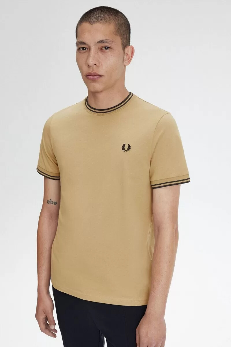 fred perry twin tipped herren-t-shirt grün schwarz