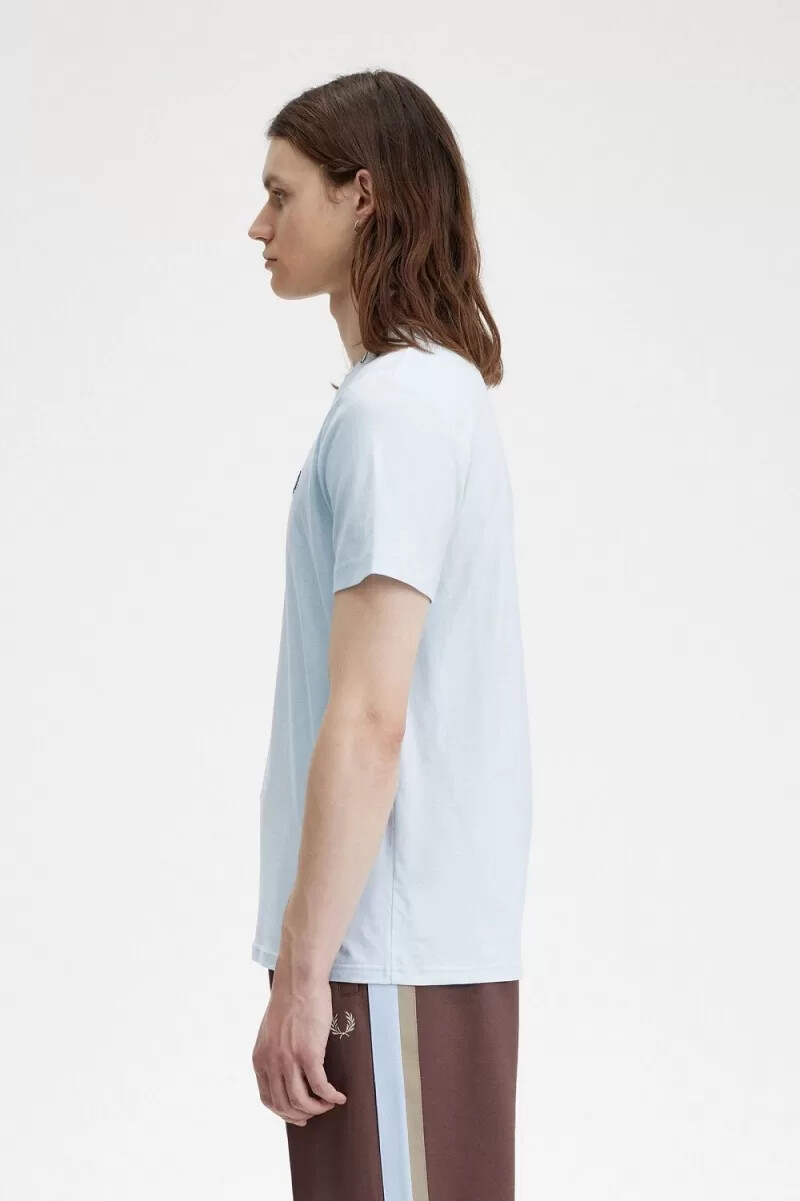 fred perry herren-t-shirt mit rundhalsausschnitt hellblau mitternachtsblau