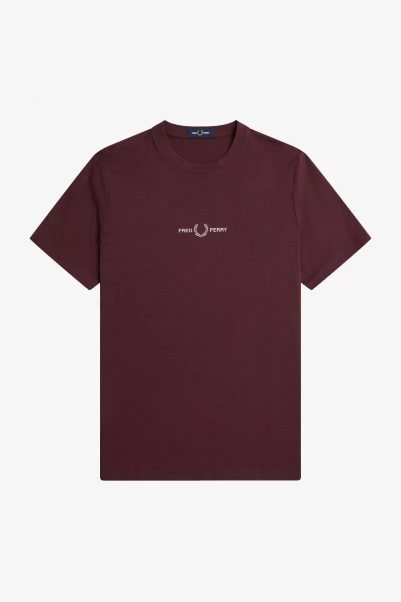 fred perry herren-t-shirt mit stickerei weinrot