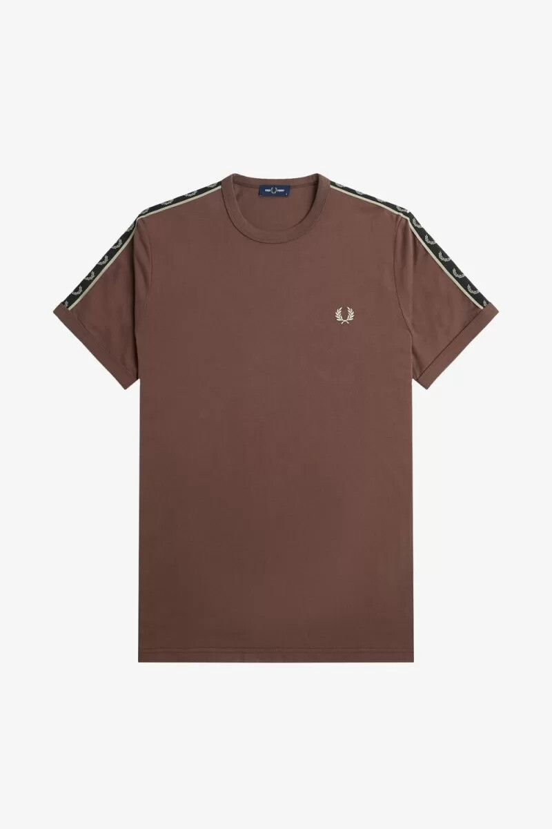 fred perry herren-t-shirt mit kontrastband dunkelrotwarmgrau