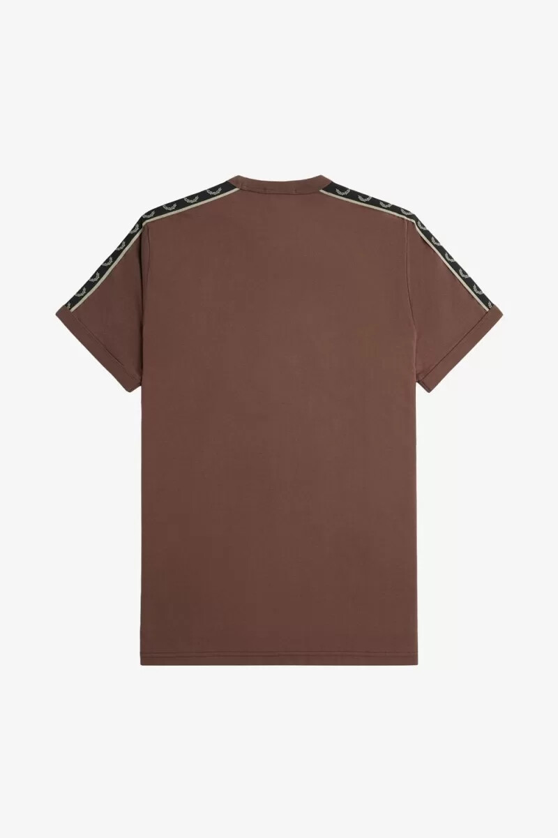 fred perry herren-t-shirt mit kontrastband dunkelrotwarmgrau