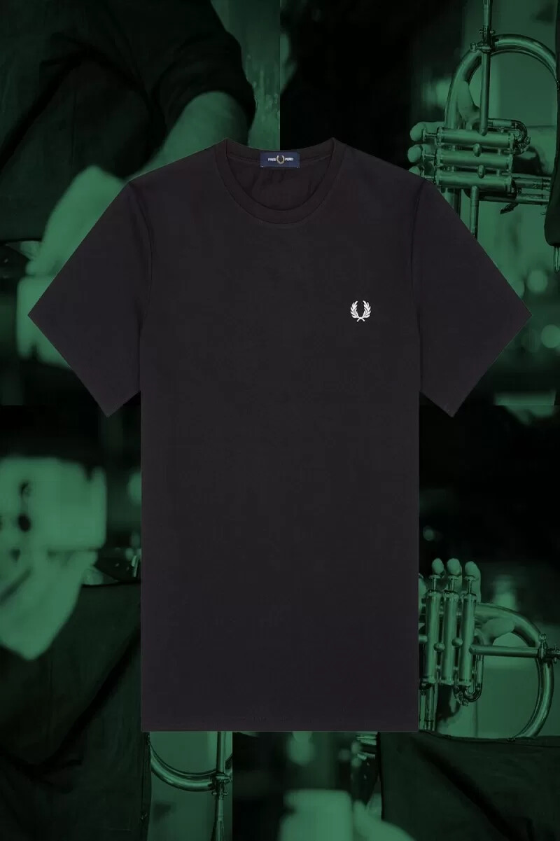 fred perry hamburg ringer herren-t-shirt schwarz