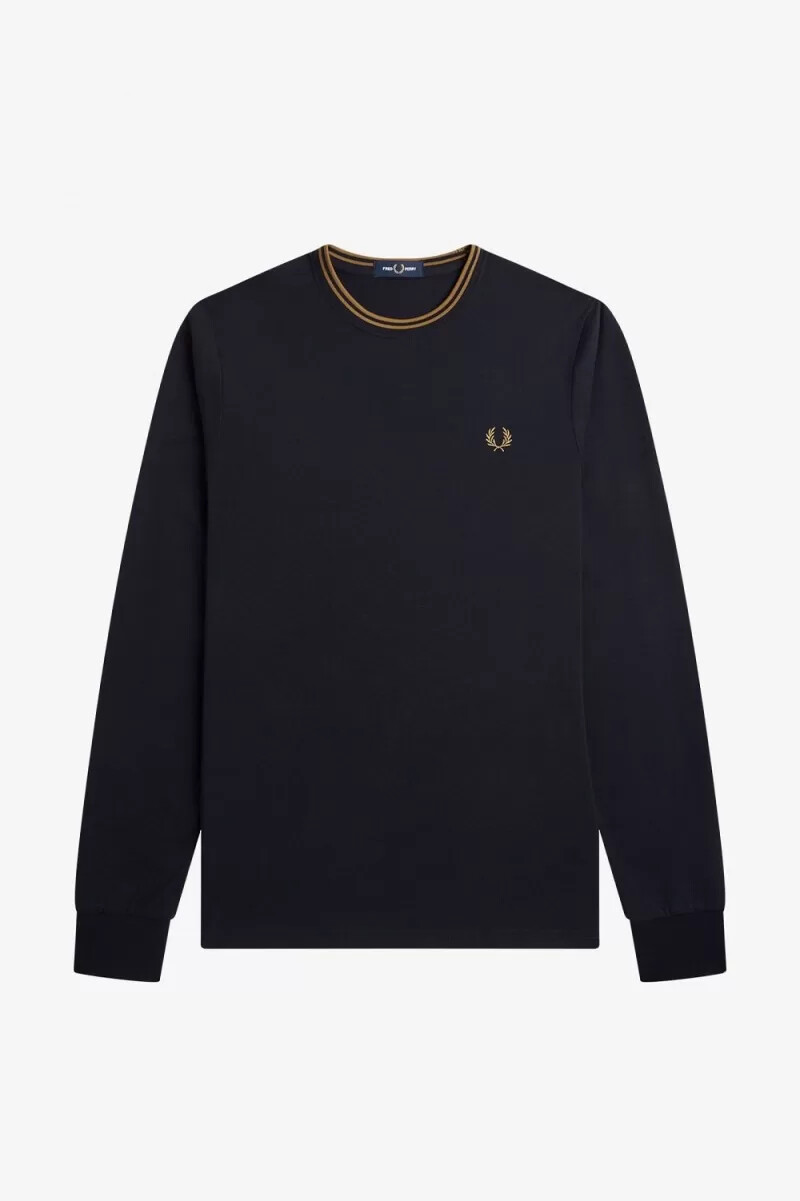 fred perry twin tipped herren-t-shirt marineblau dunkelbraun