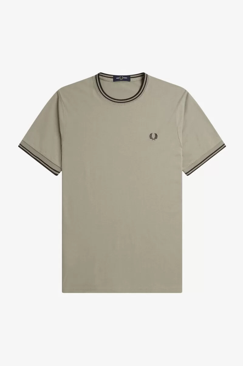fred perry twin tipped herren-t-shirt warmgrau dunkelrot
