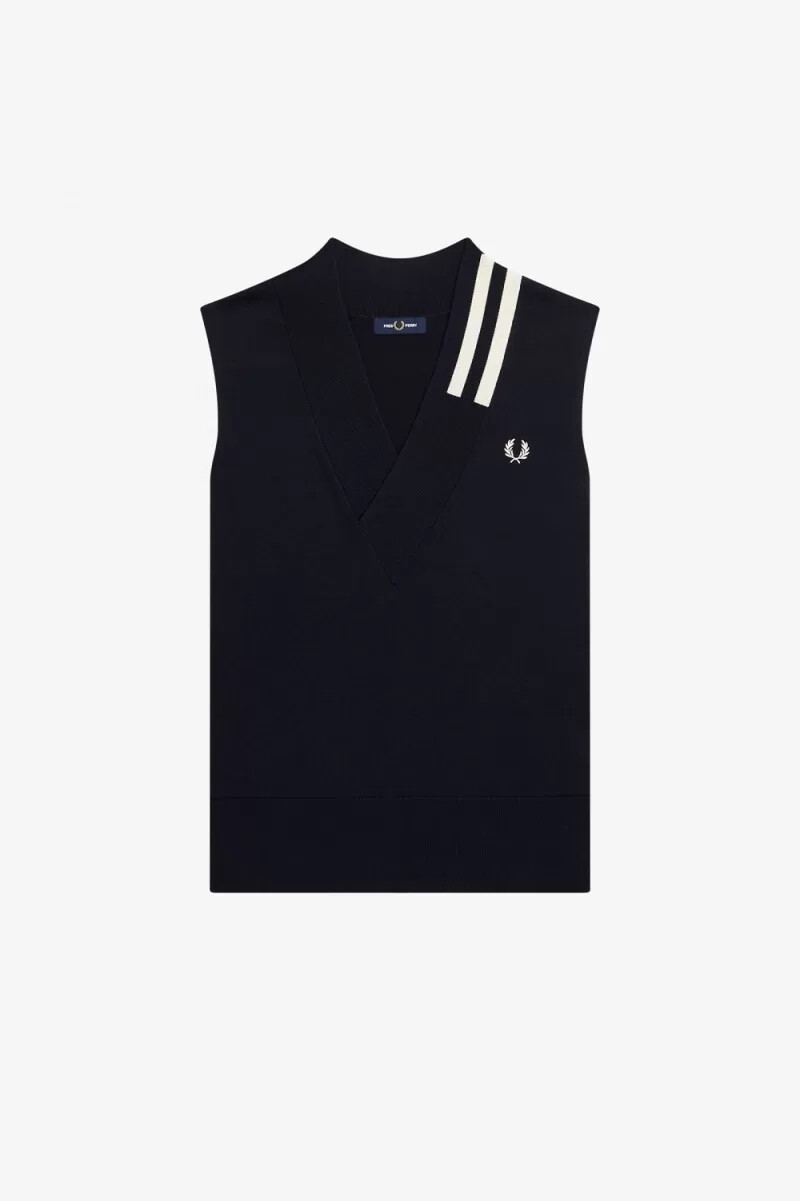fred perry tanktop mit v-ausschnitt und zierstreifen herren marineblau