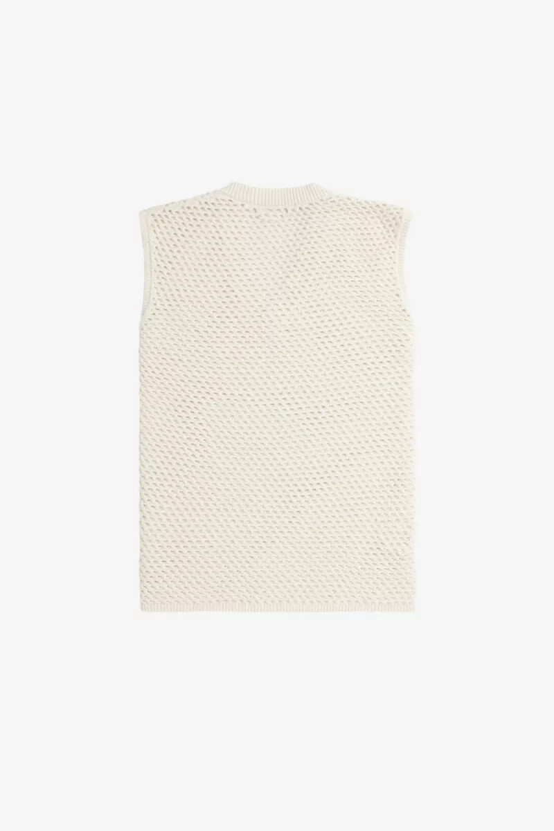 fred perry herren-tanktop aus spitzenstrick beige