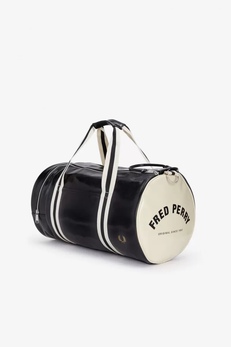 fred perry classic barrel herrentaschen schwarz beige
