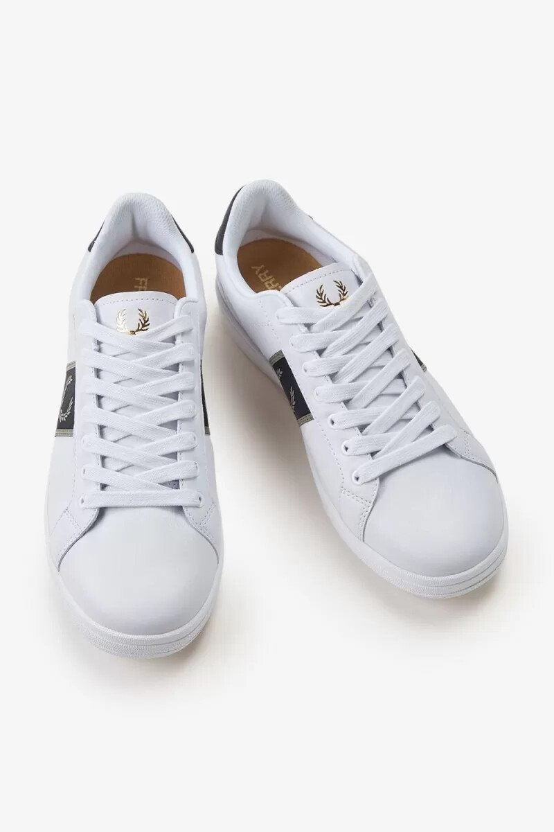 fred perry b721 herren-tennisschuhe weiß warmgrau