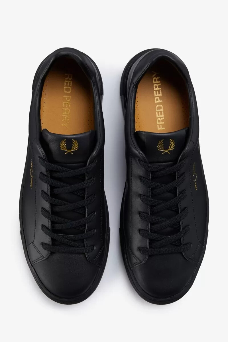 fred perry b71 herren-tennisschuhe schwarz gold