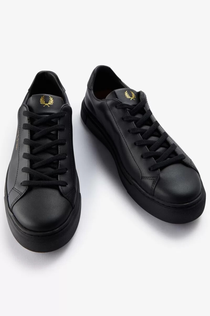fred perry b71 herren-tennisschuhe schwarz gold