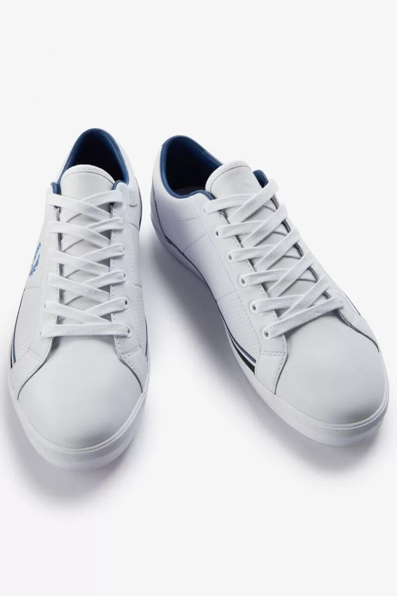 fred perry perforierte baseline herren-tennisschuhe weiß mitternachtsblau